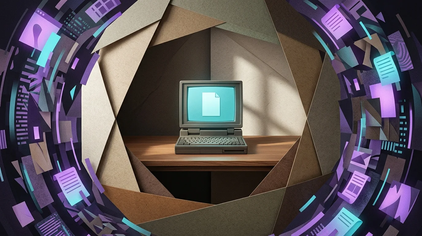 KI-generierte Illustration: Fokus durch digitale Beschränkung: Was ein alter Laptop leisten kann