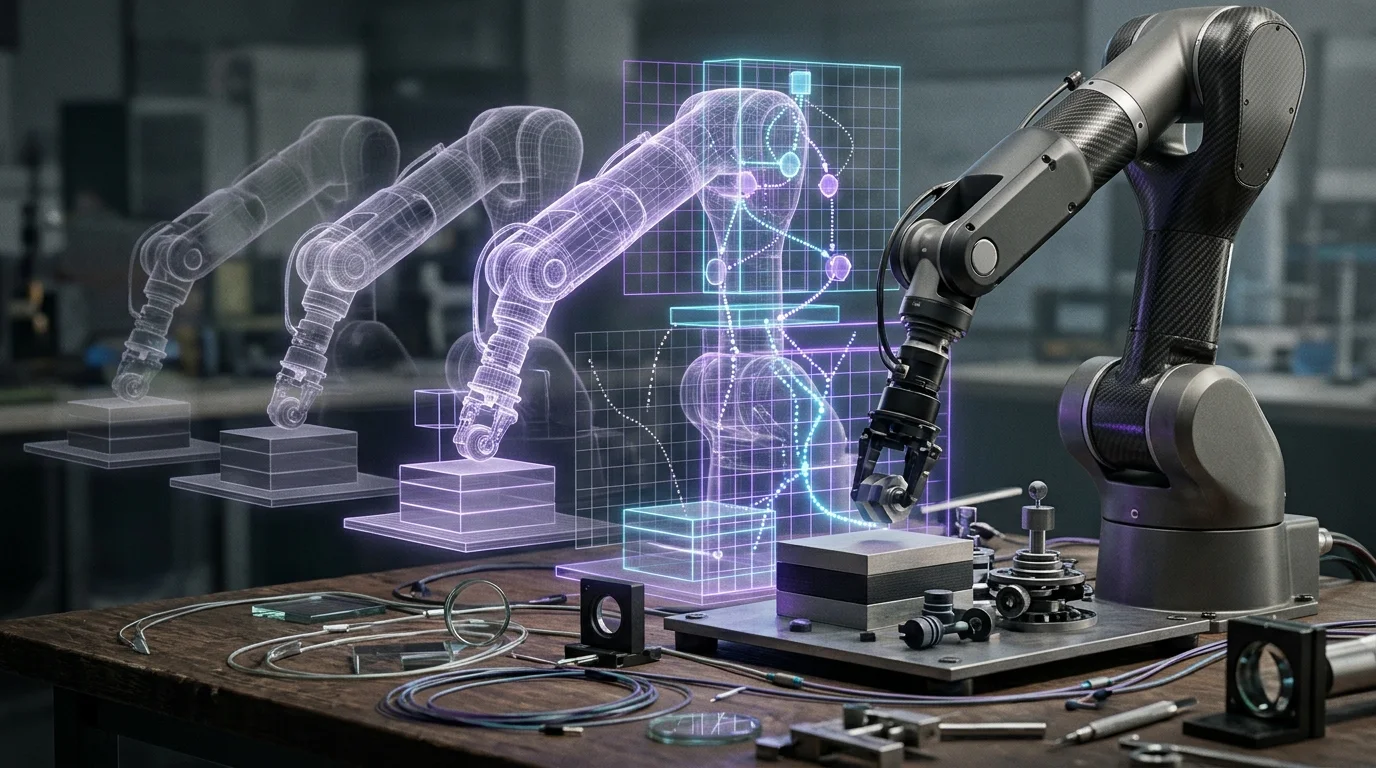 KI-generierte Illustration: Rollback nutzt Weltmodelle, um Roboterentscheidungen rückwärts zu verbessern
