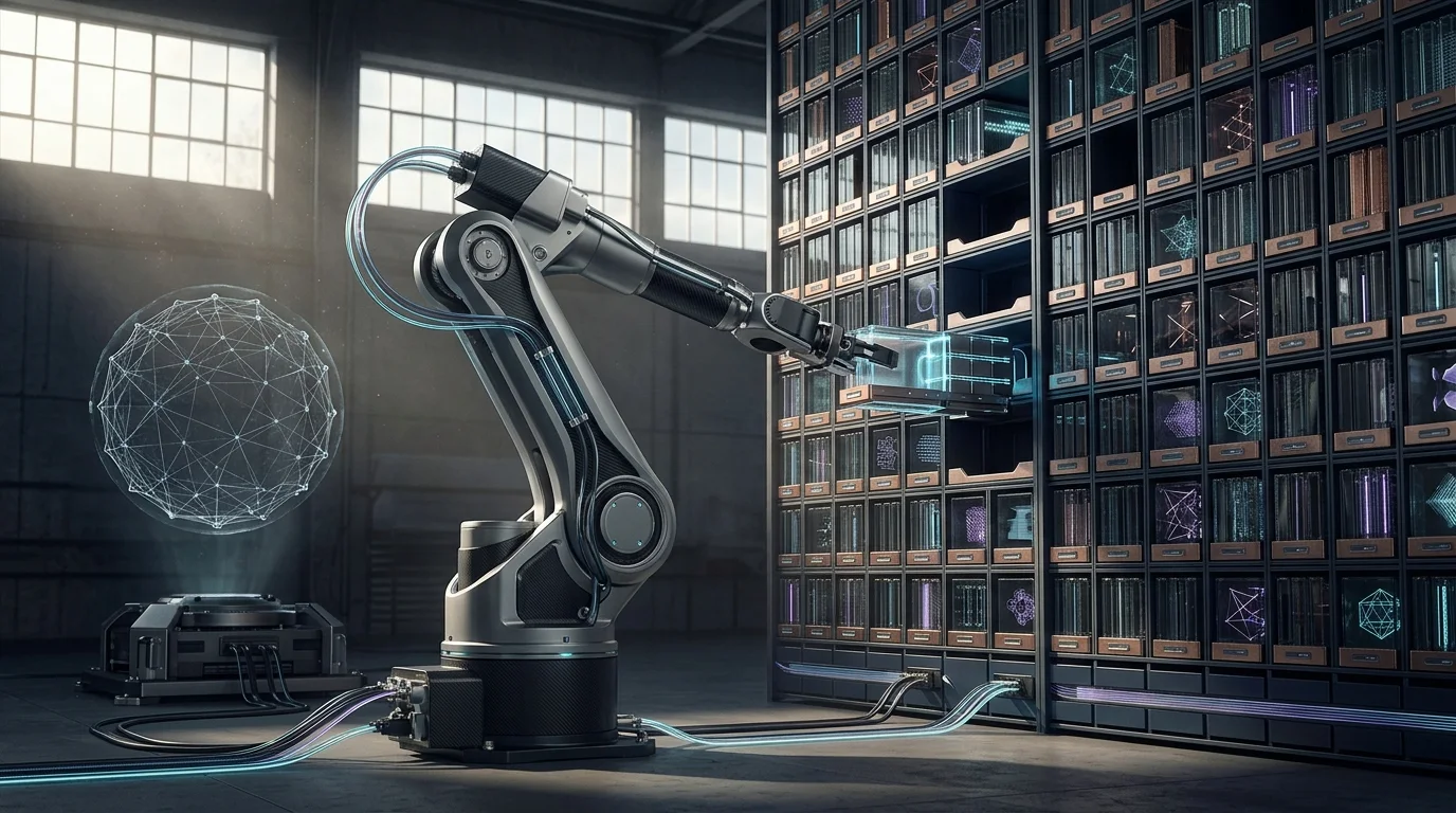 KI-generierte Illustration: EmbodiedEvo speichert Robotik-Erfahrung außerhalb der Modellgewichte