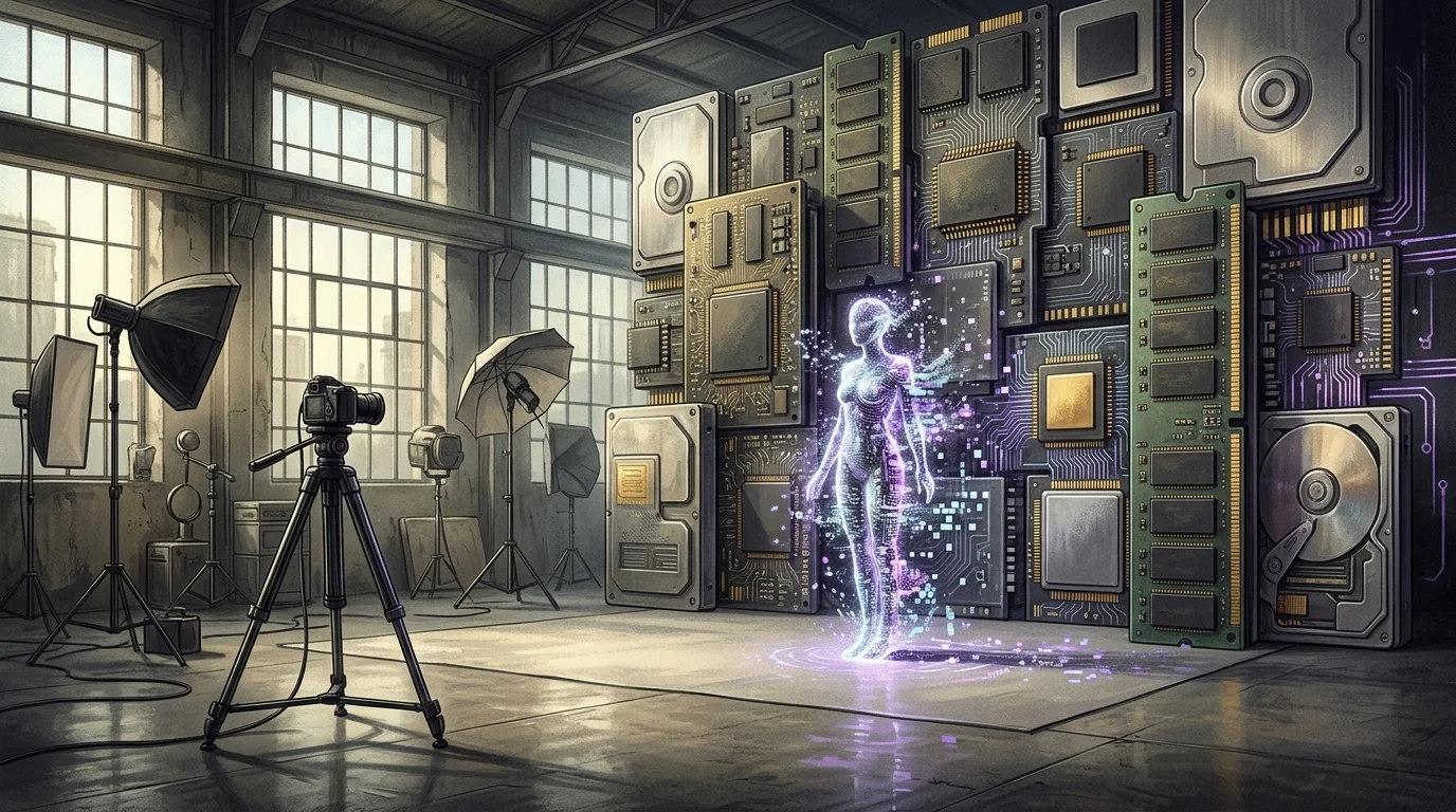 KI-generierte Illustration: KI-Bildproduktion setzt Fotostudios unter Druck – Canon nennt Speicher als Kostenrisiko