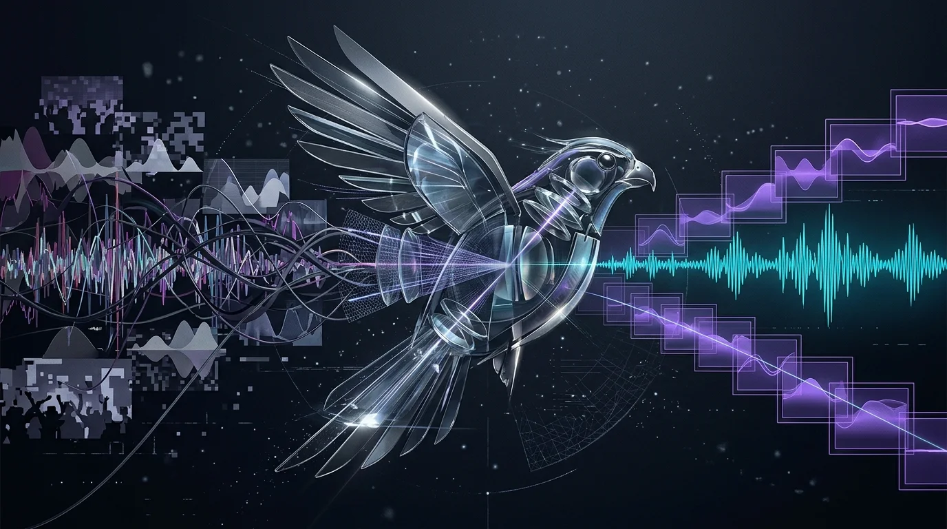 KI-generierte Illustration: Falcon soll audiovisuelle Sprachtrennung für Streaming effizienter machen