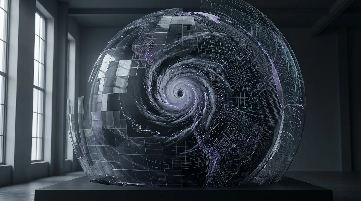 KI-generierte Illustration: HiRO-ACEv2: Wie das Allen Institute for AI globale Extremwettersimulationen auf 3 Kilometer Auflösung skaliert