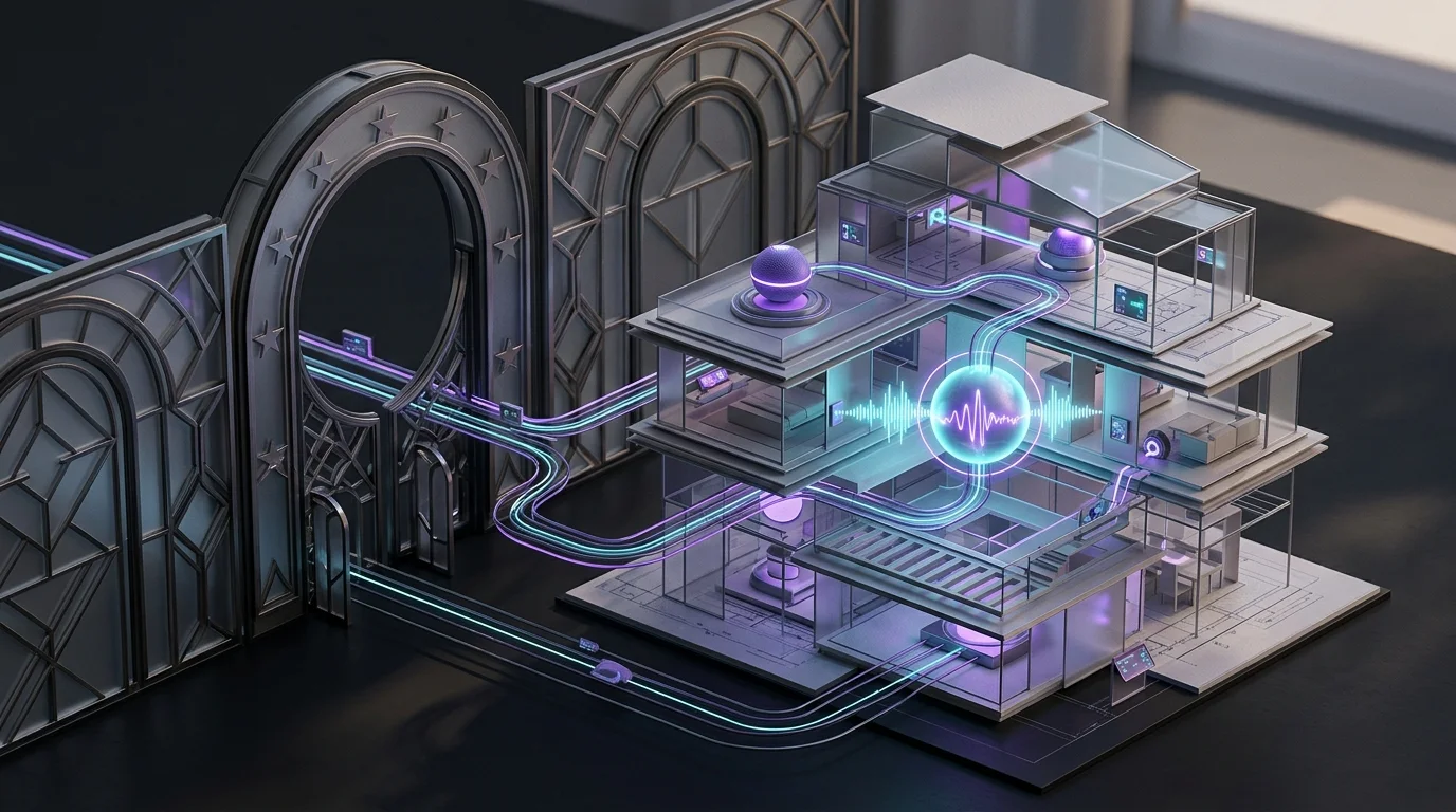 KI-generierte Illustration: Apples neue Smarthome-Architektur: HomeView-Hub, Siri AI und die Folgen der EU-Restriktionen