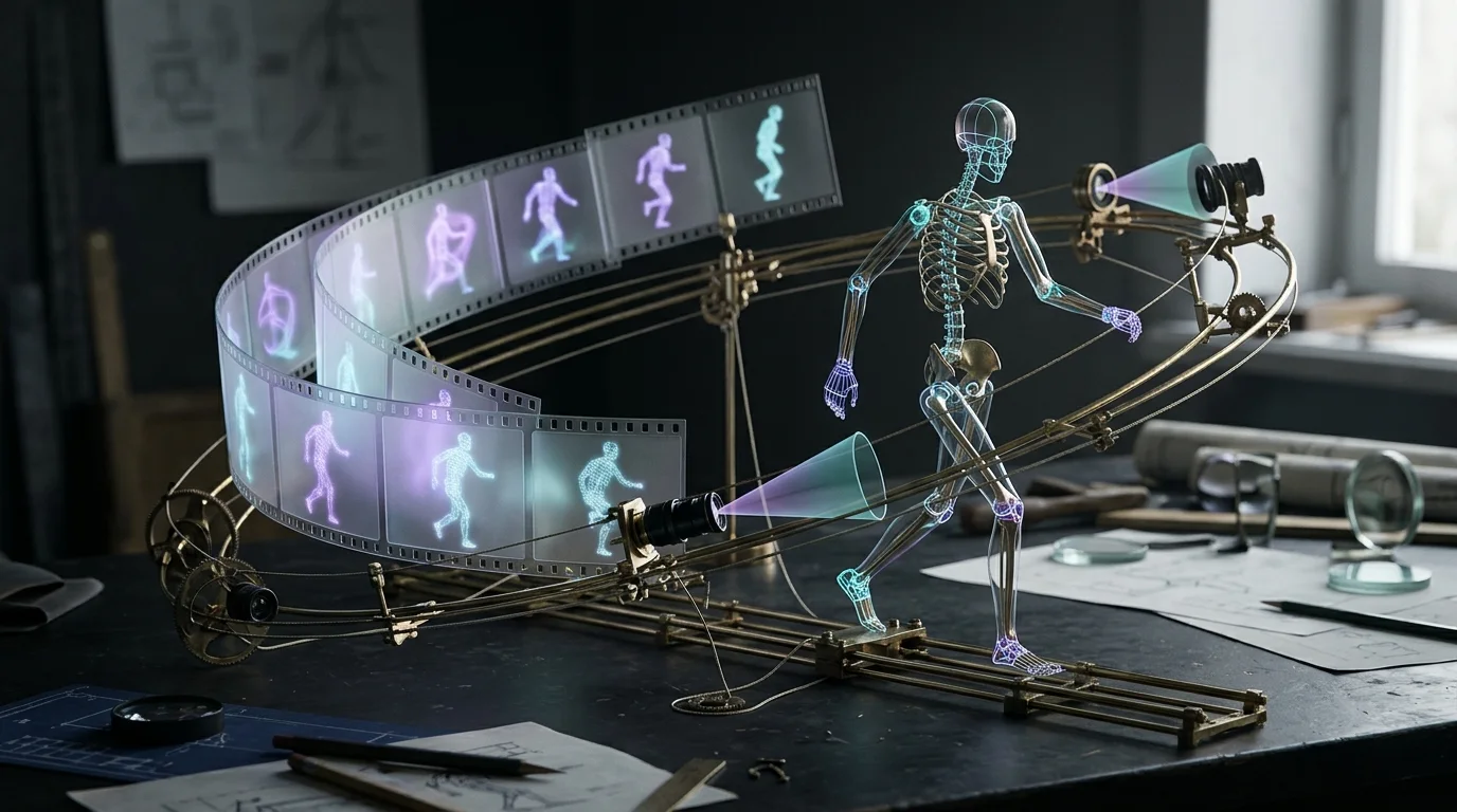 KI-generierte Illustration: Forschungsmodell erzeugt Video und 3D-Rig-Bewegung gemeinsam