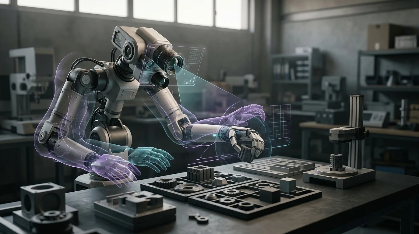 KI-generierte Illustration: Studie bewertet Selbstverbesserung visueller Agenten bei Roboteraufgaben