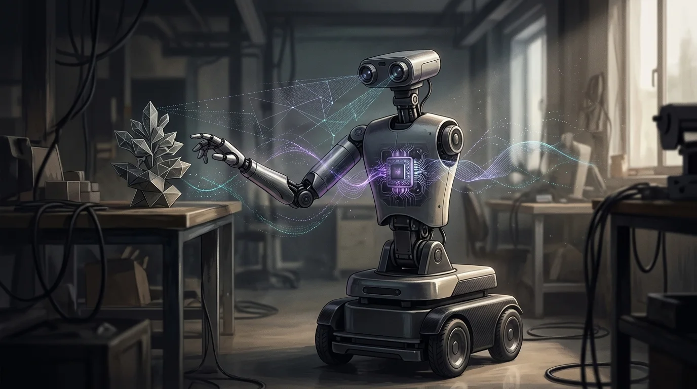 KI-generierte Illustration: Reachy-Prototyp kombiniert lokale Gemma-Modelle mit mobiler Robotik